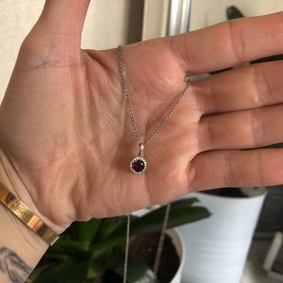 NEW Sterling Silver Gemstone Diamond Necklace - Picture 5 of 9